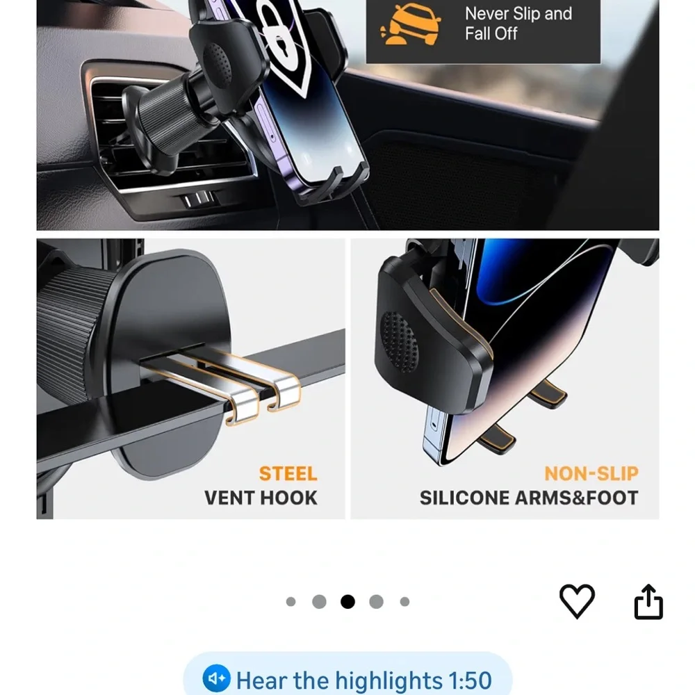 Sleek Black Car Phone Holder